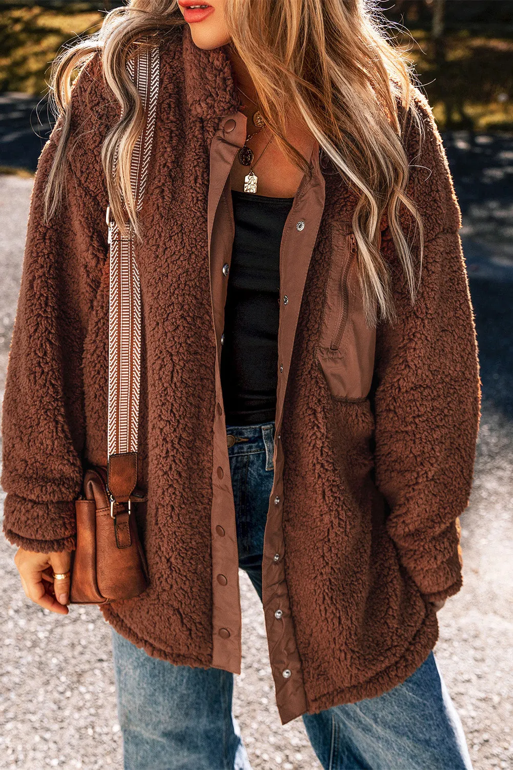 Red Clay Faux Shearling Teddy Bear Jacket sold by Beagle Boutique product image thumbnail 5