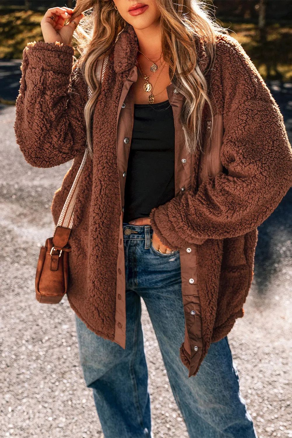 Red Clay Faux Shearling Teddy Bear Jacket sold by Beagle Boutique