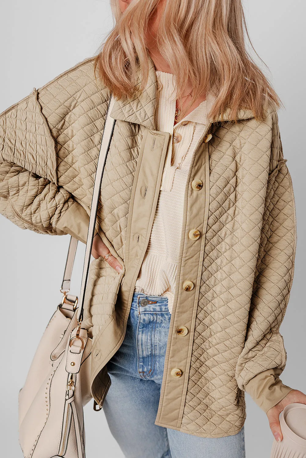 Quilted Puffer Buttoned Shacket sold by Beagle Boutique product image thumbnail 4
