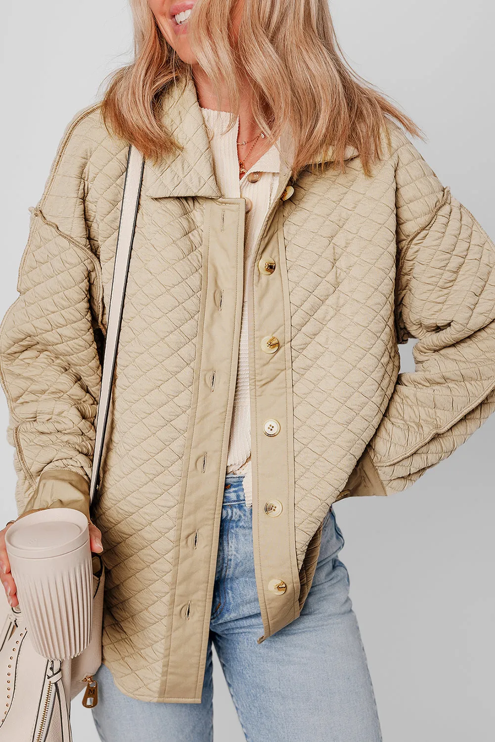 Quilted Puffer Buttoned Shacket sold by Beagle Boutique product image thumbnail 3