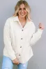 Beige Button-Up Stitching Pocket Raw Hem Shacket sold by Beagle Boutique