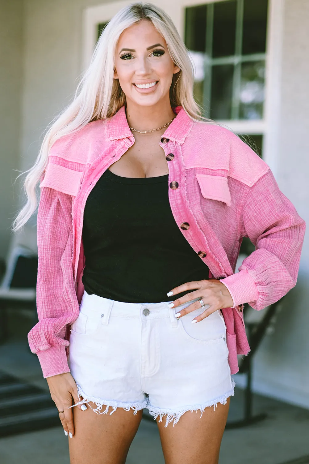 Rose Mineral Washed Cotton Shacket sold by Beagle Boutique product image thumbnail 4