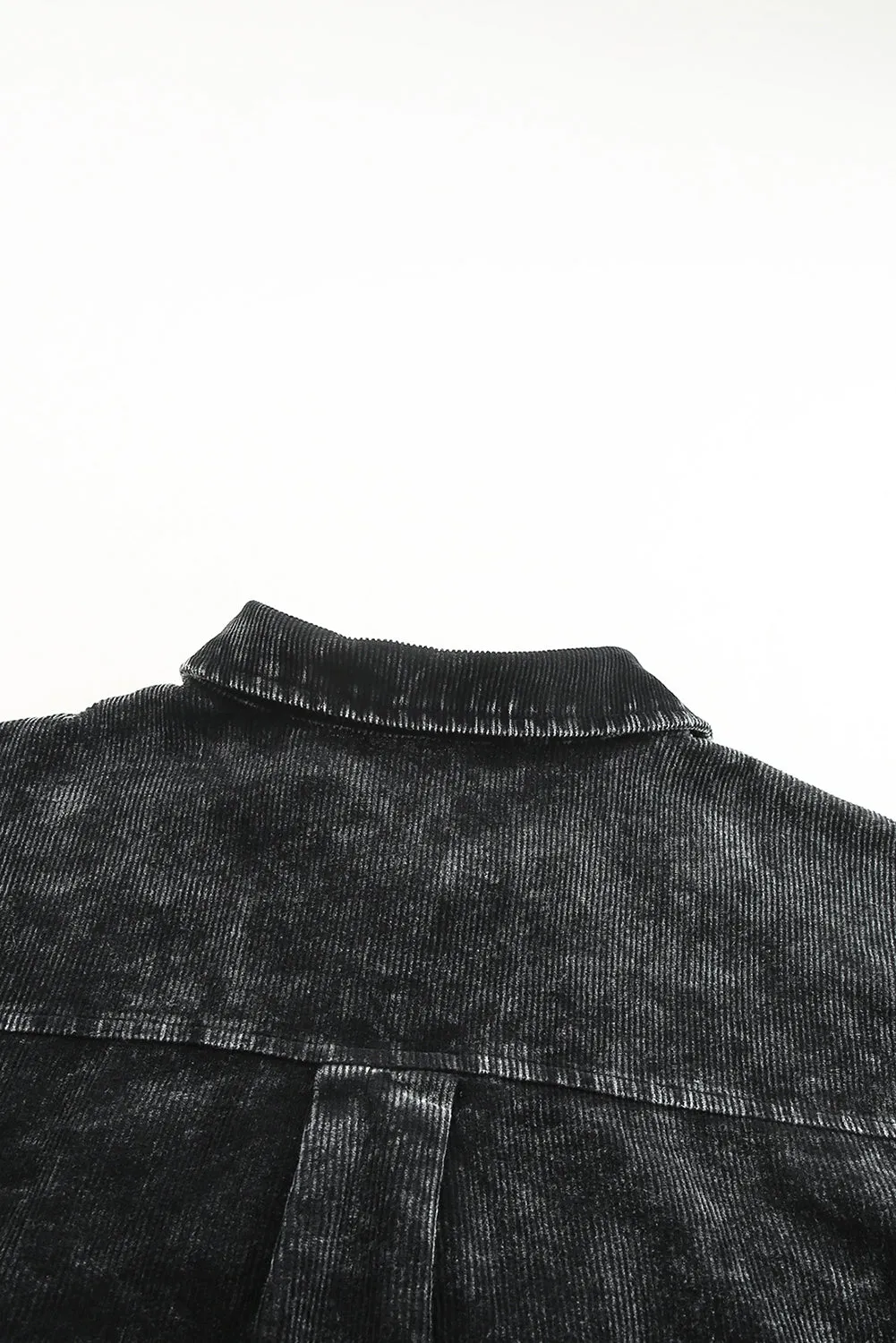 Black Vintage Distressed Mineral Wash Oversized Shacket sold by Beagle Boutique product image thumbnail 5