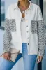 White Contrast Leopard Denim Jacket sold by Beagle Boutique