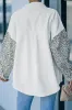 White Contrast Leopard Denim Jacket sold by Beagle Boutique