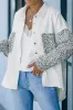White Contrast Leopard Denim Jacket sold by Beagle Boutique