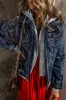 Dark Blue Fake Two-Piece Hooded Zip-Up Denim Jacket sold by Beagle Boutique