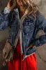 Dark Blue Fake Two-Piece Hooded Zip-Up Denim Jacket sold by Beagle Boutique
