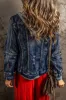 Dark Blue Fake Two-Piece Hooded Zip-Up Denim Jacket sold by Beagle Boutique