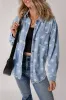 Sky Blue Star Print Light Wash Raw Hem Denim Jacket sold by Beagle Boutique