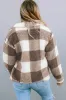 Khaki Plaid Sherpa Buttoned Flap Pocket Shacket sold by Beagle Boutique
