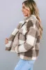 Khaki Plaid Sherpa Buttoned Flap Pocket Shacket sold by Beagle Boutique