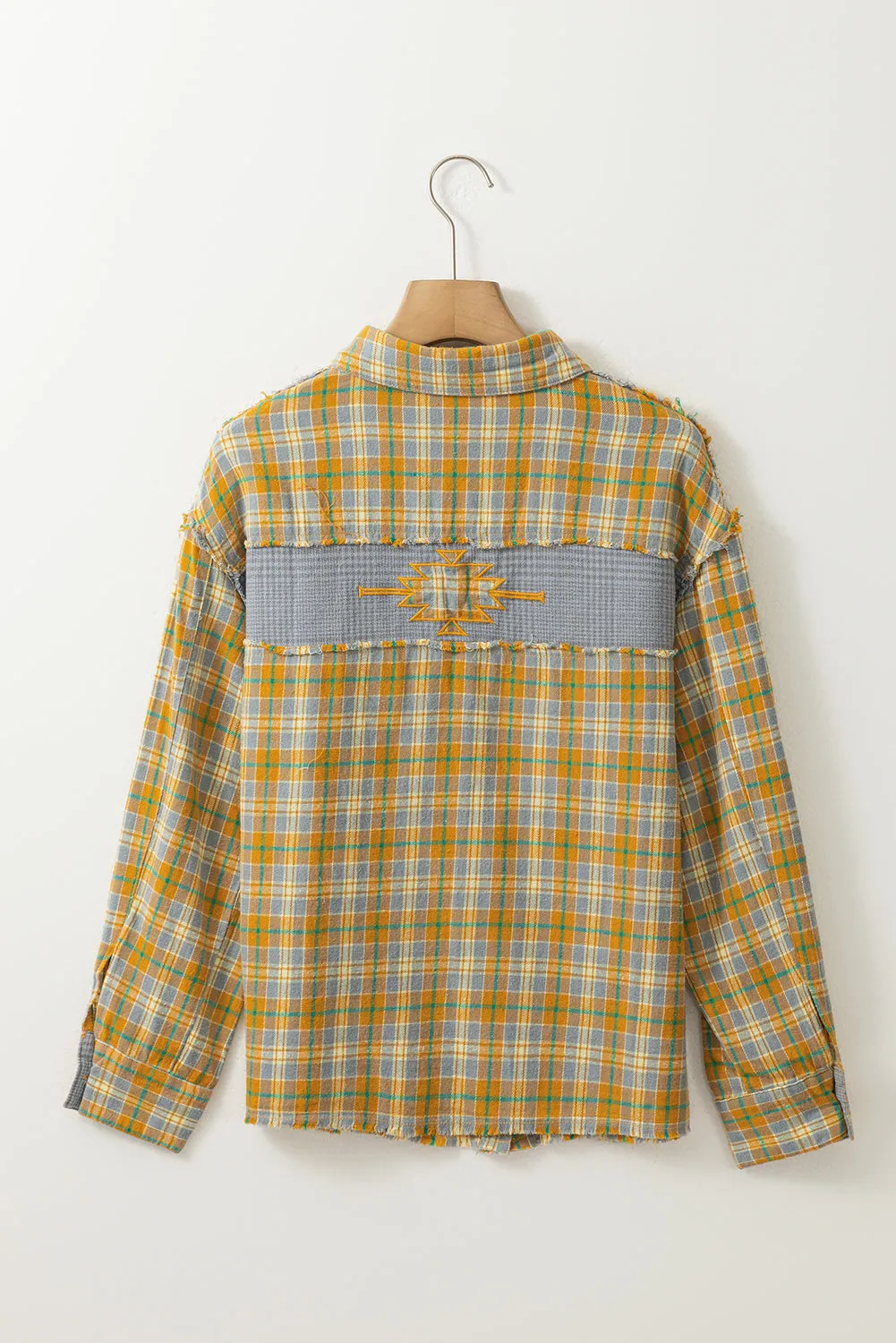 Ginger Plaid Embroidery Patch Button-Down Shacket sold by Beagle Boutique product image thumbnail 5