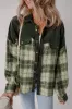 Blackish Green Snap Buttons Colourblock Plaid Shacket sold by Beagle Boutique