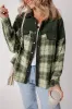 Blackish Green Snap Buttons Colourblock Plaid Shacket sold by Beagle Boutique