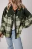 Blackish Green Snap Buttons Colourblock Plaid Shacket sold by Beagle Boutique