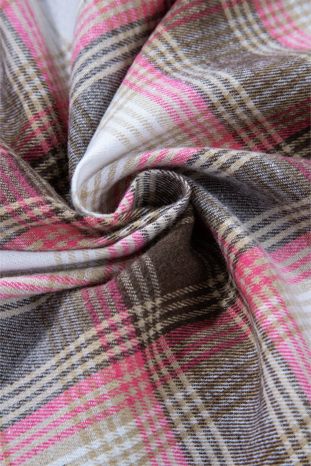 Pink Plaid Flap Pocket Button Up Shacket sold by Beagle Boutique product image thumbnail 5