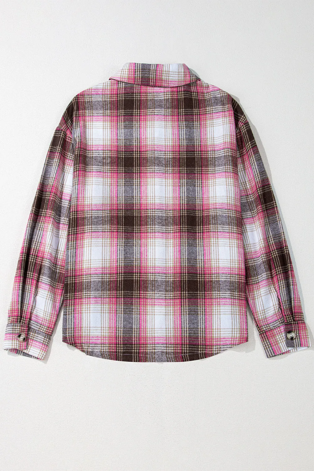 Pink Plaid Flap Pocket Button Up Shacket sold by Beagle Boutique product image thumbnail 2