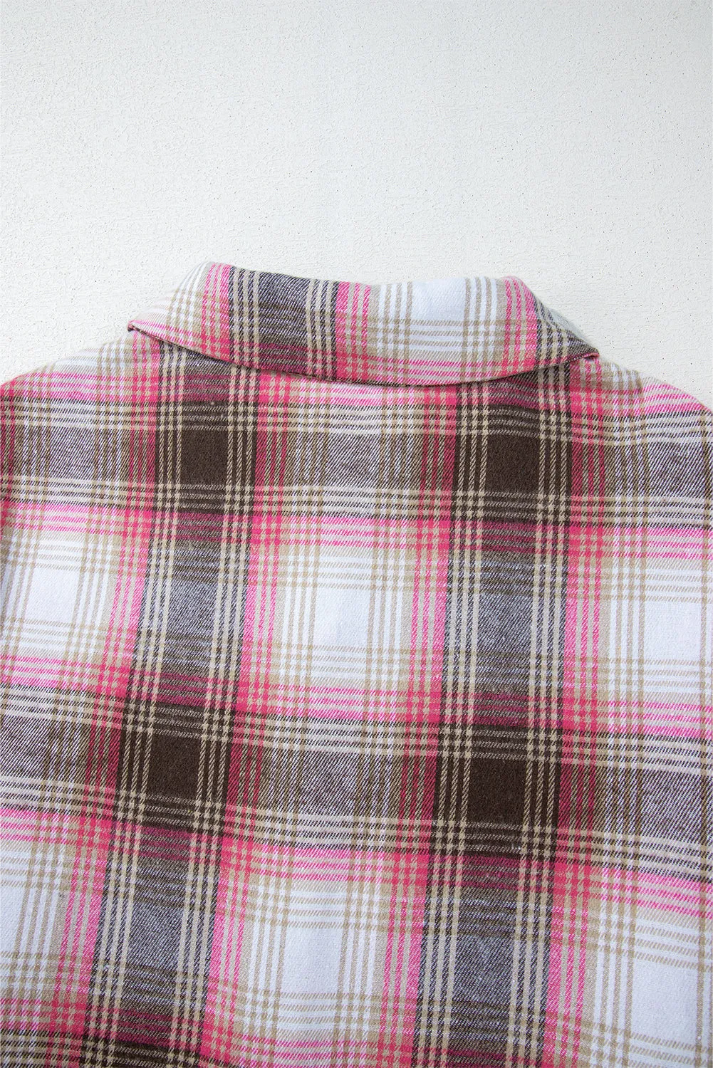 Pink Plaid Flap Pocket Button Up Shacket sold by Beagle Boutique product image thumbnail 3
