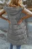 Dark Grey Hooded Long Quilted Sleeveless Coat sold by Beagle Boutique