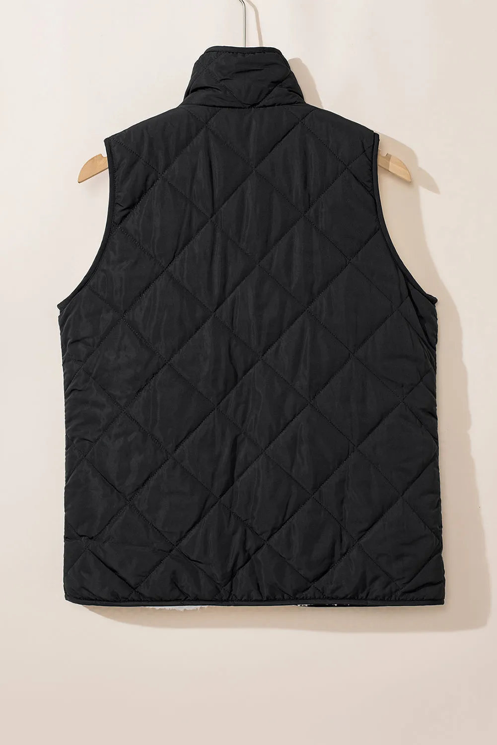 Black Fleece Lined Quilted Zip up Vest sold by Beagle Boutique product image thumbnail 5