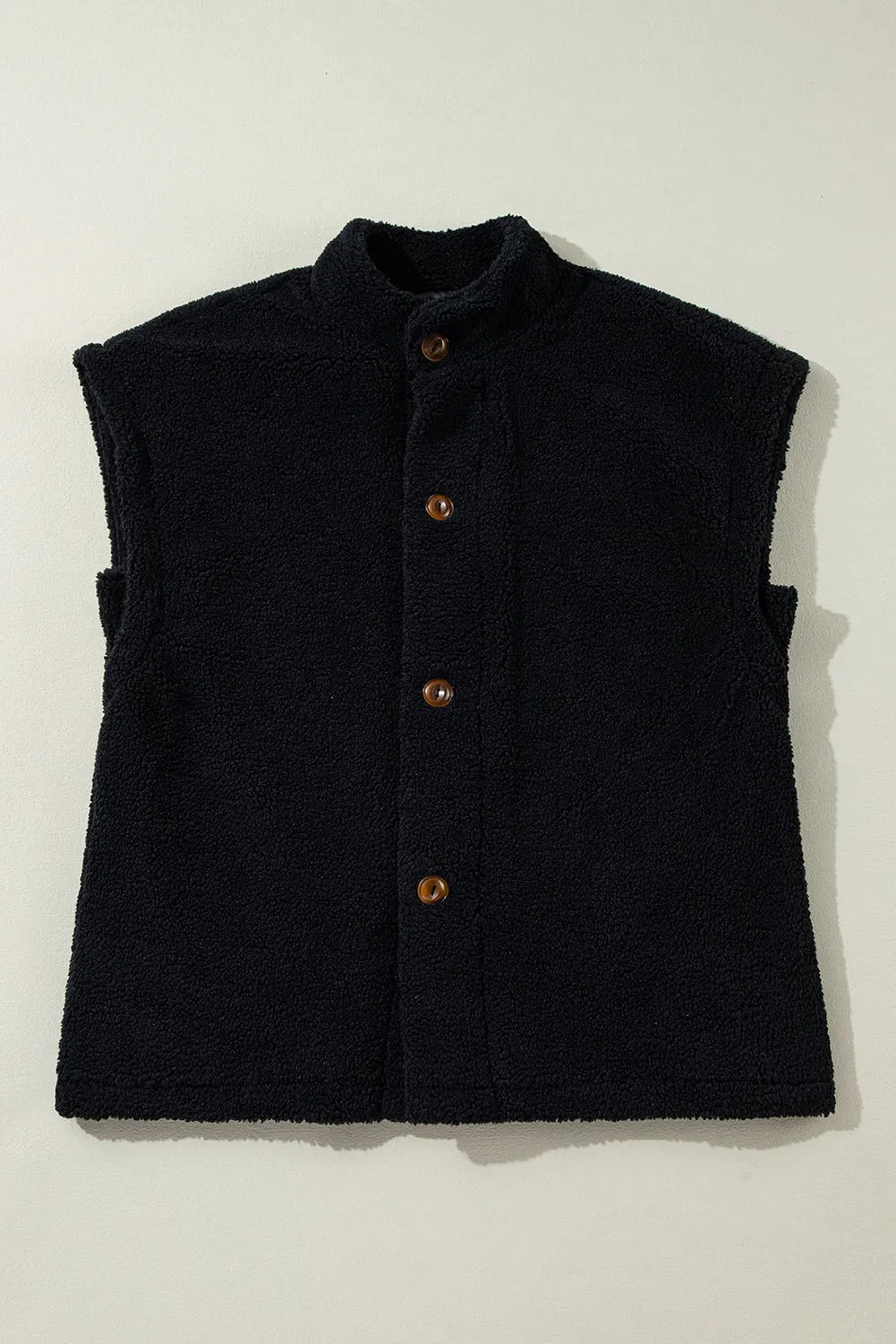 Black Sherpa Stand Collar Jacket Vest sold by Beagle Boutique product image thumbnail 5