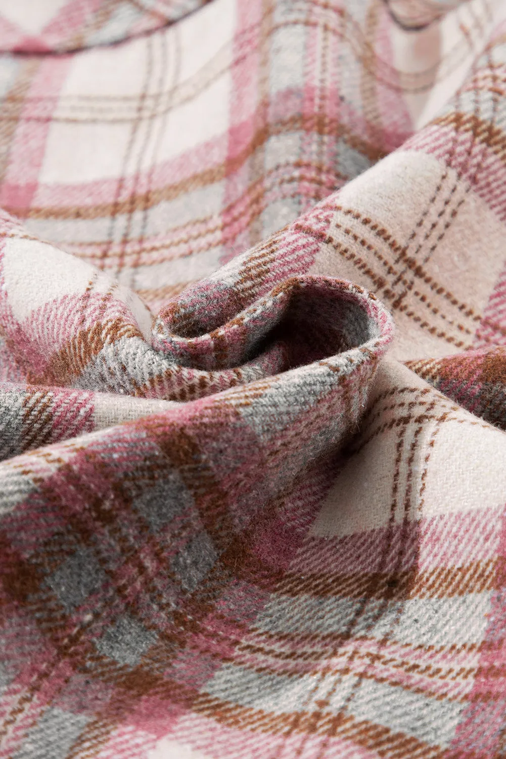 Multicolour Plaid Flap Pocket Hooded Raw Hem Jacket sold by Beagle Boutique product image thumbnail 5