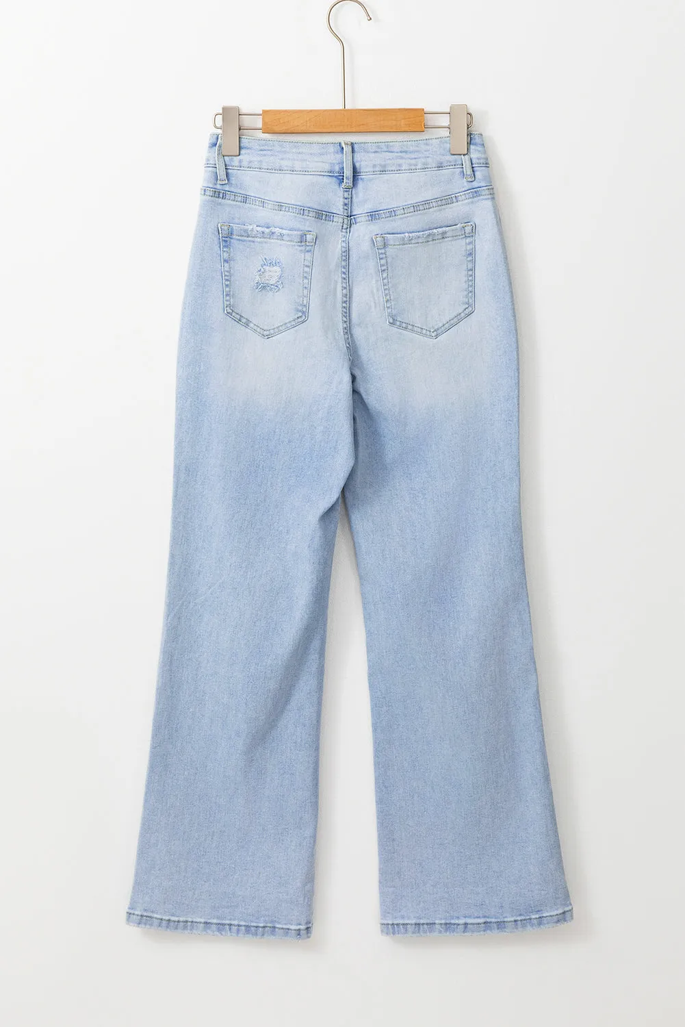 Light Wash Distressed Flare Jeans sold by Beagle Boutique product image thumbnail 4