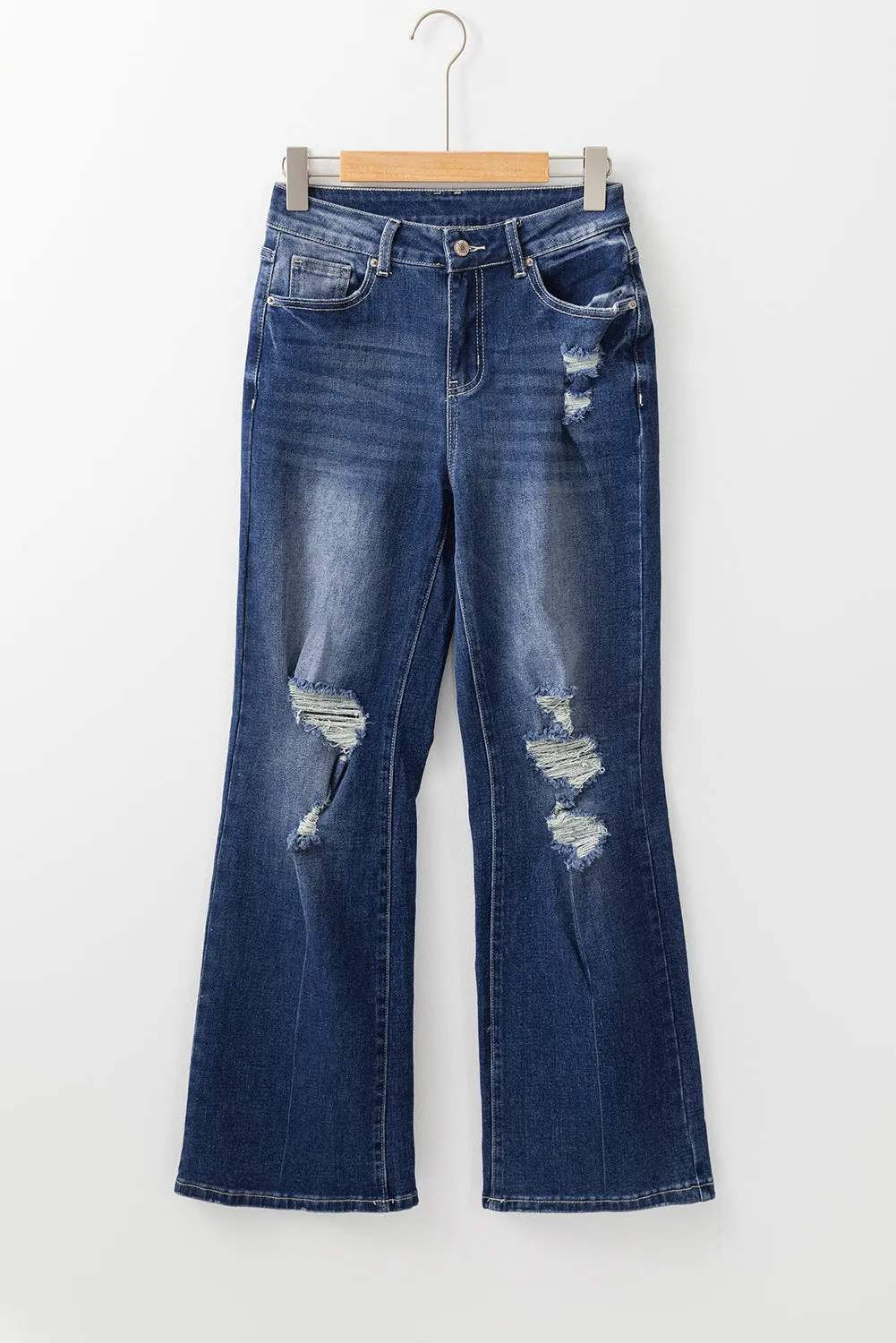 Dusk Blue Mineral Wash High Rise Ripped Jeans sold by Beagle Boutique product image thumbnail 3