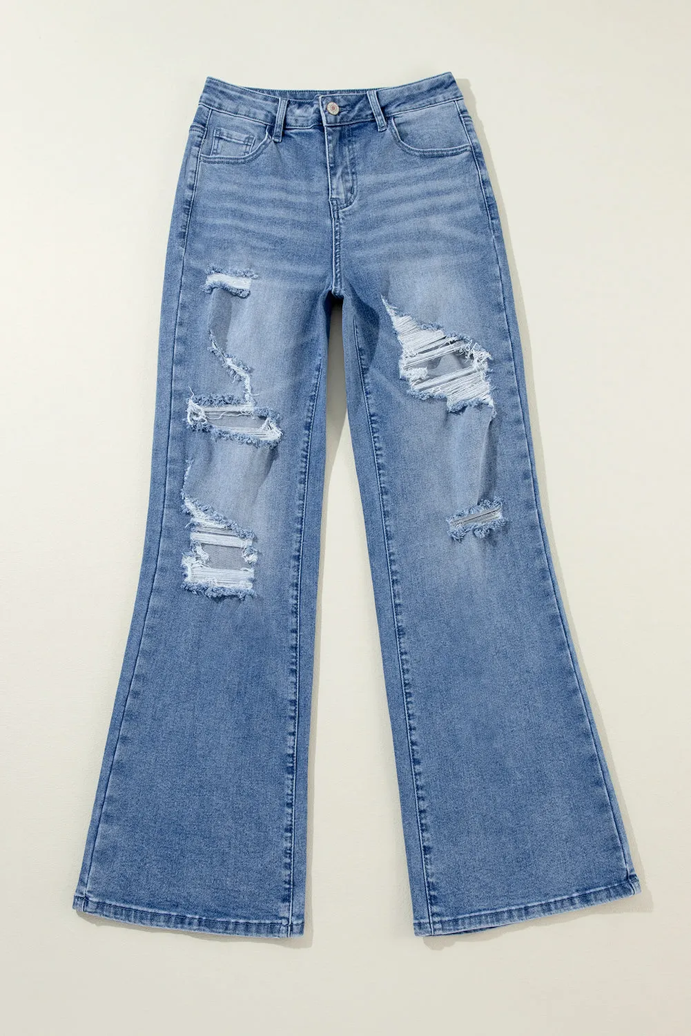 Ashleigh Blue Acid Wash Distressed Wide Leg High Waist Jeans sold by Beagle Boutique product image thumbnail 4
