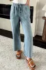 Myosotis Mineral Wash Drawstring Waist Loose Straight Denim Trousers sold by Beagle Boutique