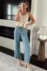 Myosotis Mineral Wash Drawstring Waist Loose Straight Denim Trousers sold by Beagle Boutique
