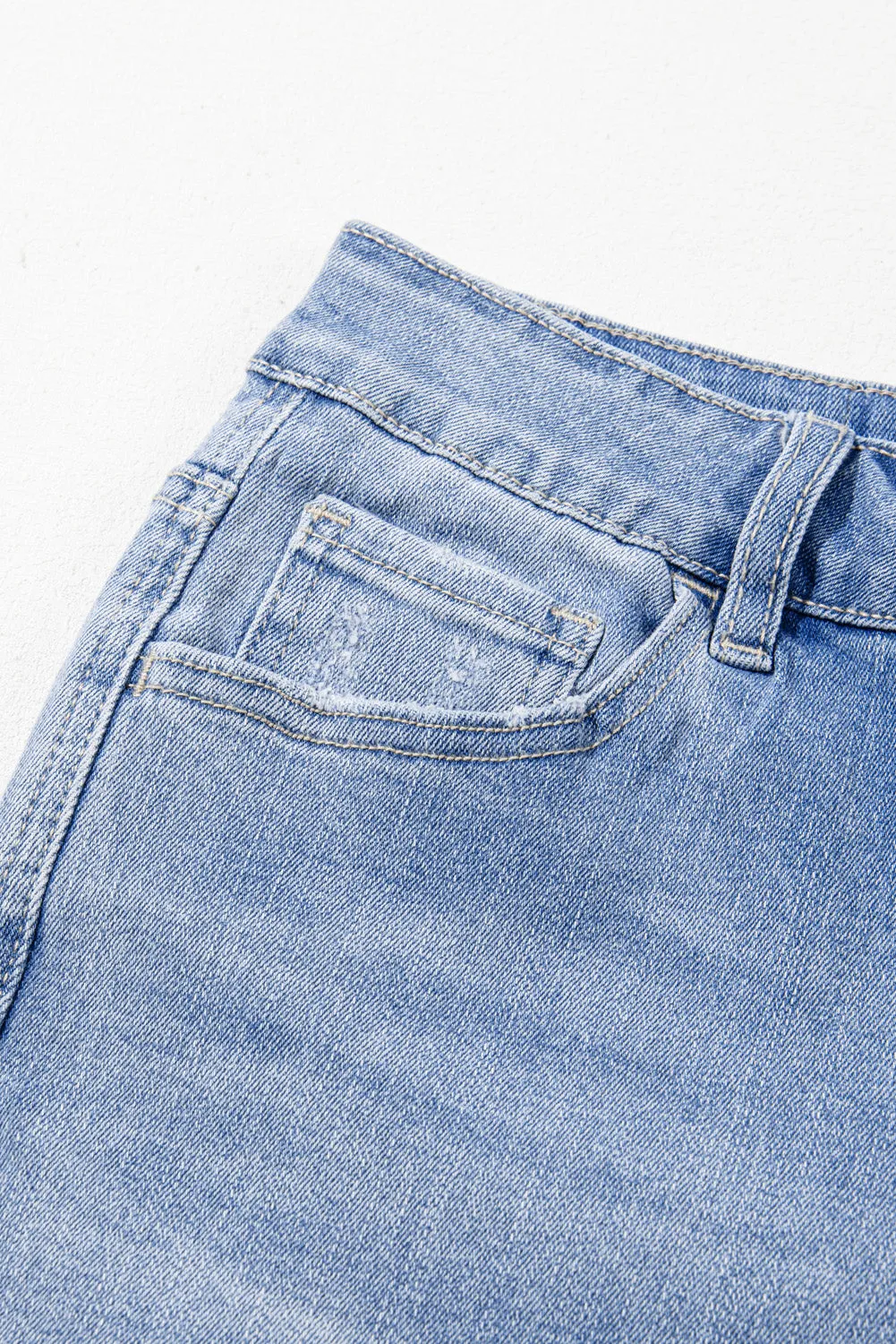 Ashleigh Blue Acid Wash Raw Hem High Waist Flared Jeans sold by Beagle Boutique product image thumbnail 4