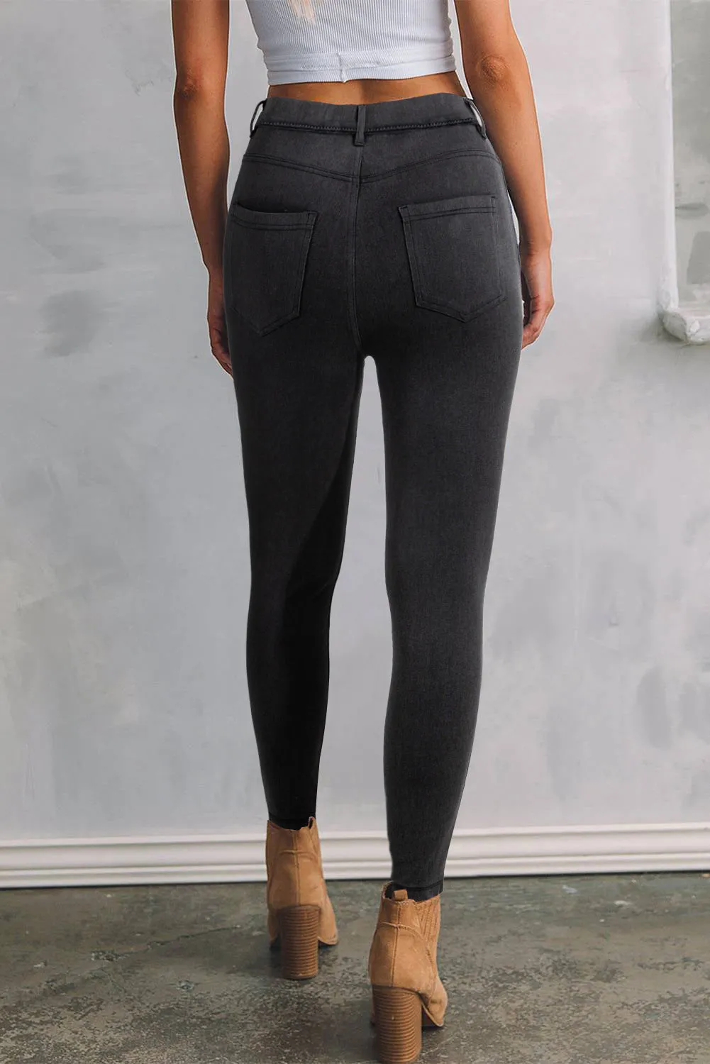 Black Skinny Fit Ankle High Waist Jeans sold by Beagle Boutique product image thumbnail 2