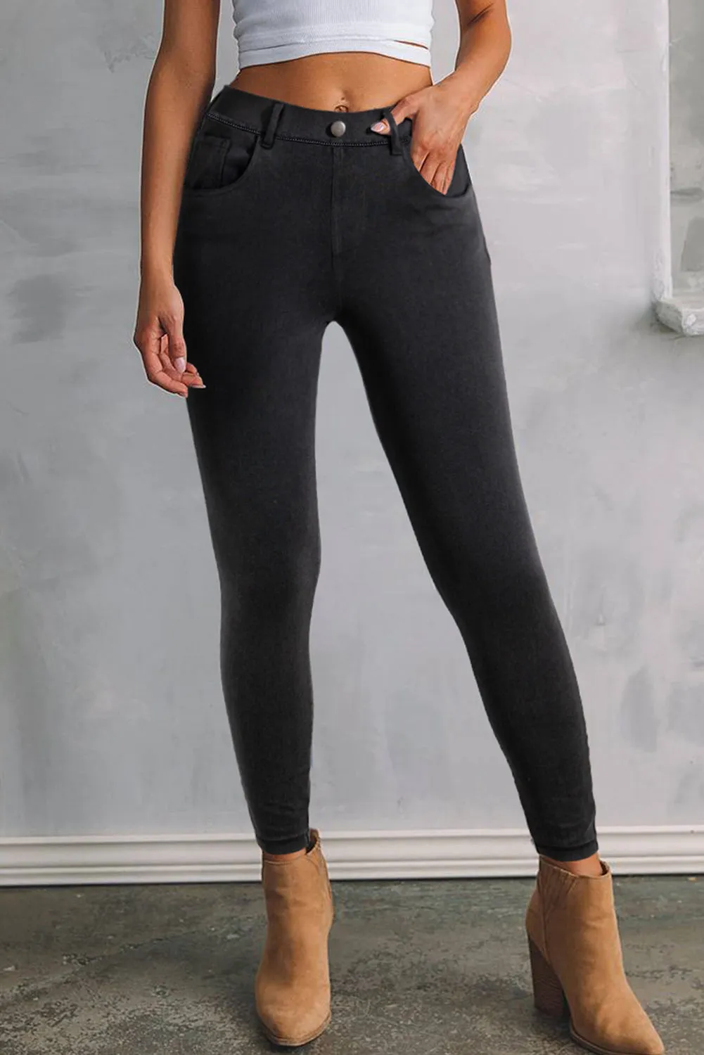 Black Skinny Fit Ankle High Waist Jeans sold by Beagle Boutique