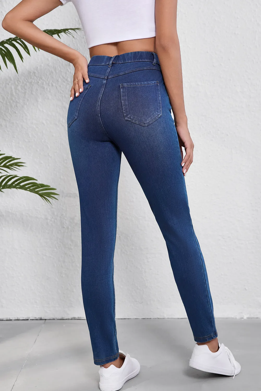 Ashleigh Blue Multiple Pockets Straight Leg Washed Stretchy Knit Casual Jeans sold by Beagle Boutique product image thumbnail 2