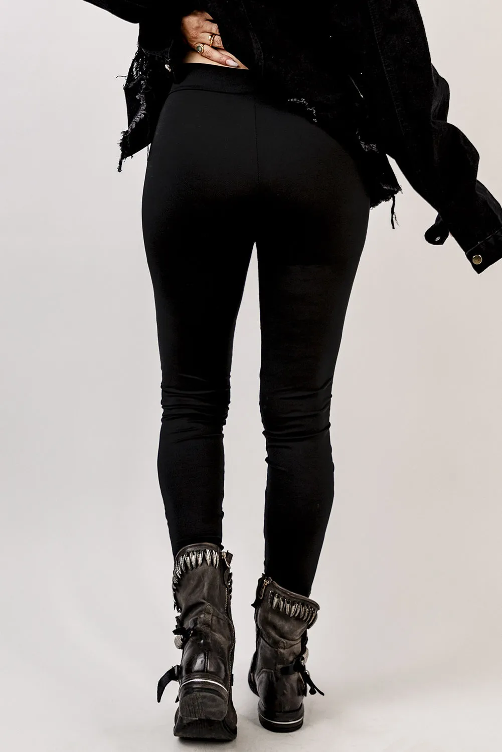 Black Grommet Lace Up Front Leggings sold by Beagle Boutique product image thumbnail 2