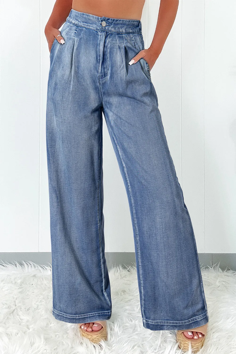 Acid Wash Wide Leg High Waist Jeans sold by Beagle Boutique