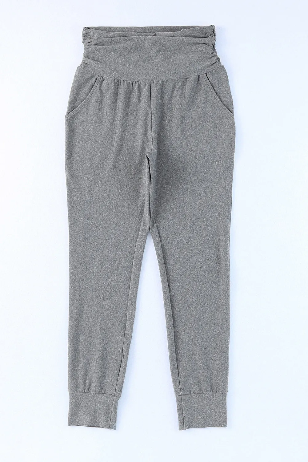 Grey High Waist Pleated Pocket Leggings sold by Beagle Boutique product image thumbnail 5