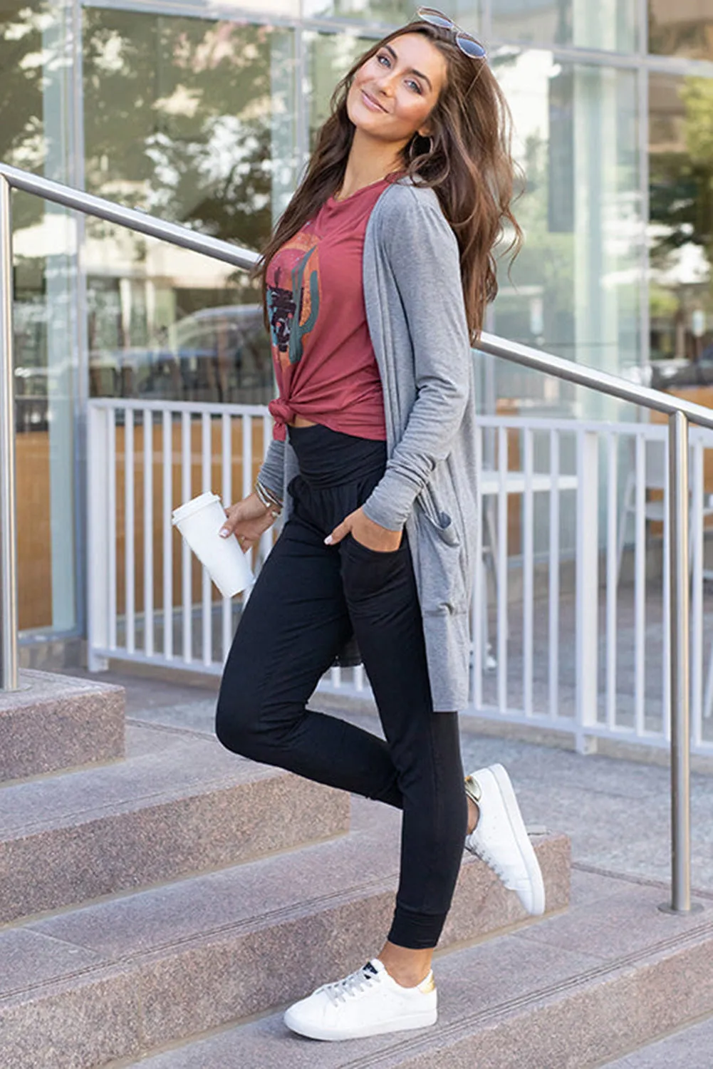 Black High Waist Pleated Pocket Leggings sold by Beagle Boutique product image thumbnail 5