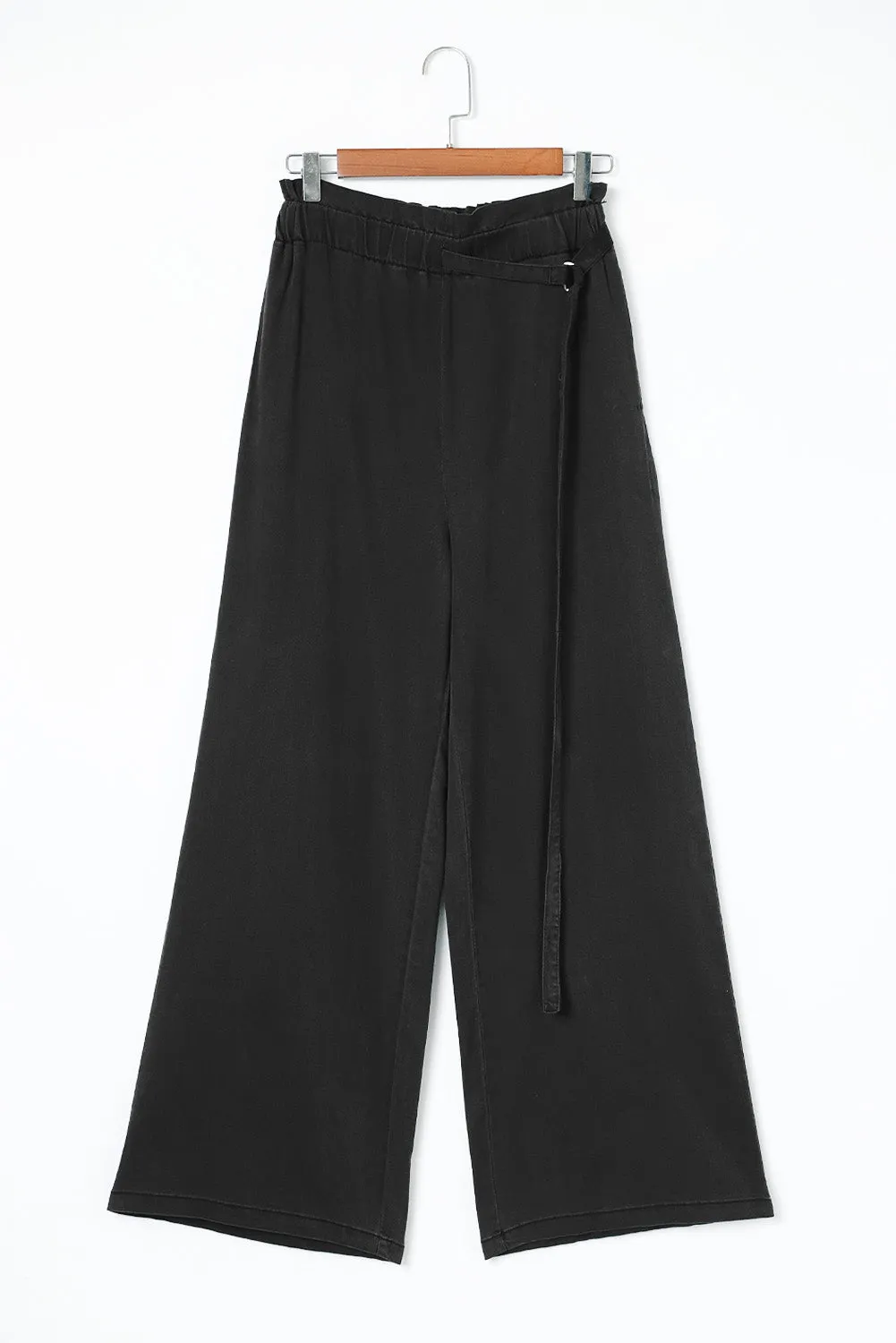 Black High Waist Pocketed Wide Leg Tencel Jeans sold by Beagle Boutique product image thumbnail 5
