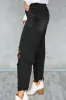 Black Distressed Hollow-out High Waist Cropped Flare Jeans sold by Beagle Boutique