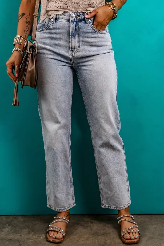 Beau Blue Acid Wash Straight Jeans sold by Beagle Boutique