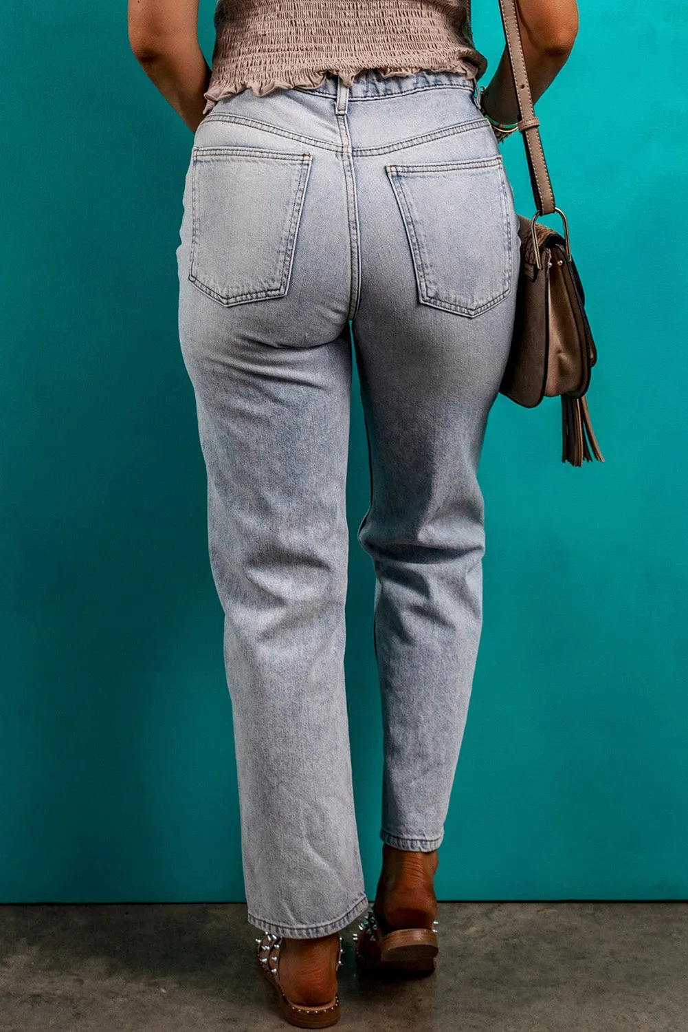 Beau Blue Acid Wash Straight Jeans sold by Beagle Boutique product image thumbnail 2