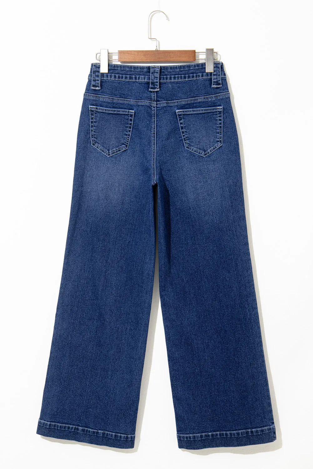Sail Blue Wide Leg Pocketed High Waist Jeans sold by Beagle Boutique product image thumbnail 5