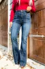 Blue High Waist Seam Stitching Pocket Flare Jeans sold by Beagle Boutique