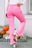 Pink Vintage High Waist Flare Leg Ripped Raw Hem Jeans sold by Beagle Boutique
