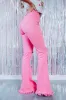 Pink Vintage High Waist Flare Leg Ripped Raw Hem Jeans sold by Beagle Boutique