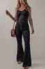 Black High Waist Button Front Flare Jeans sold by Beagle Boutique
