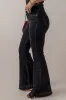 Black High Waist Button Front Flare Jeans sold by Beagle Boutique